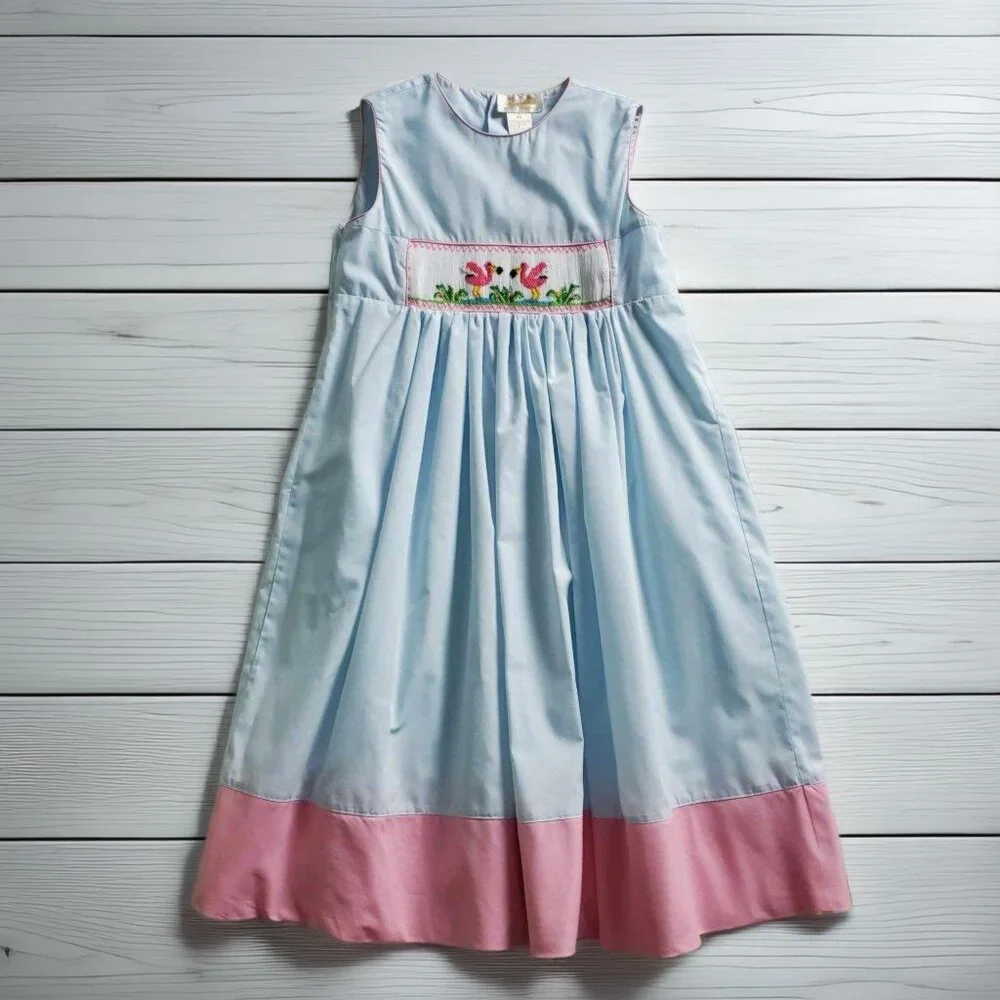Rosalina Smocked Flamingo Dress Size 6 Girls